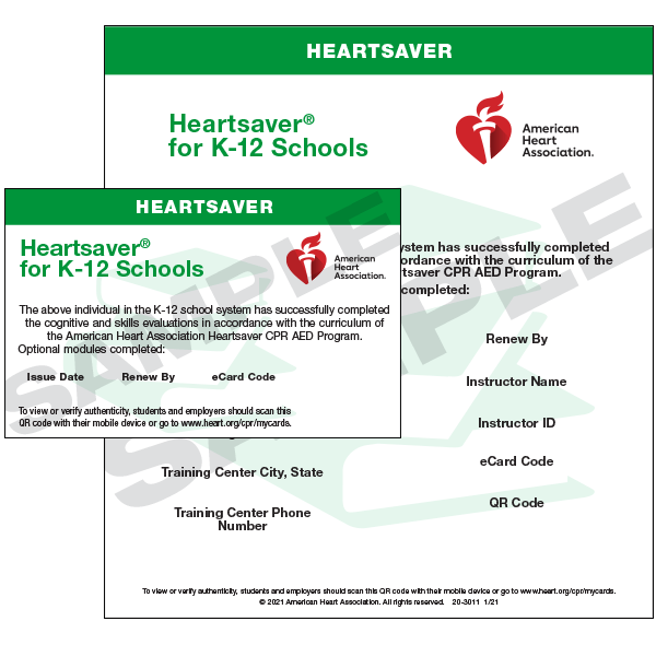 heartsaver for k-12 schools ecard