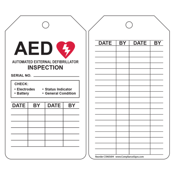 AED - Inspection Tag - 5 pack